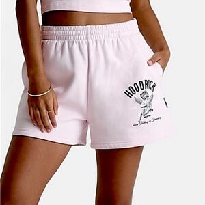 Hoodrich Muted Pink Sweatshirt Material Shorts, size Small